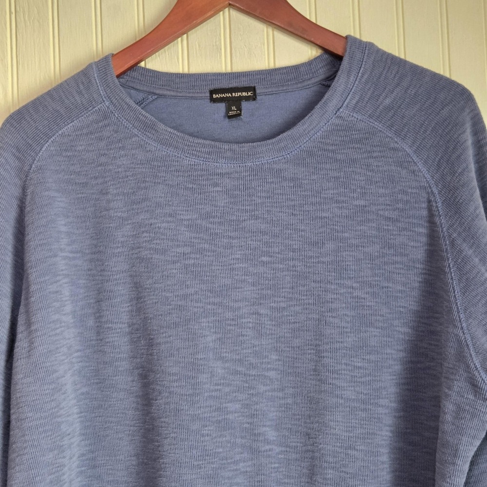 Banana Republic Sweater Mens XL Blue Cotton Polyester Crewneck Knit Pullover